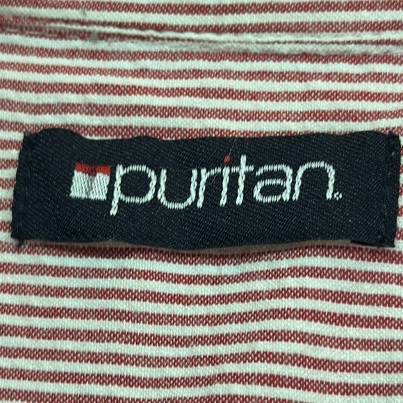 Puritan Cotton Red/White Striped Button Sown Casual Shirt 2XL (50/52) - Picture 4 of 6